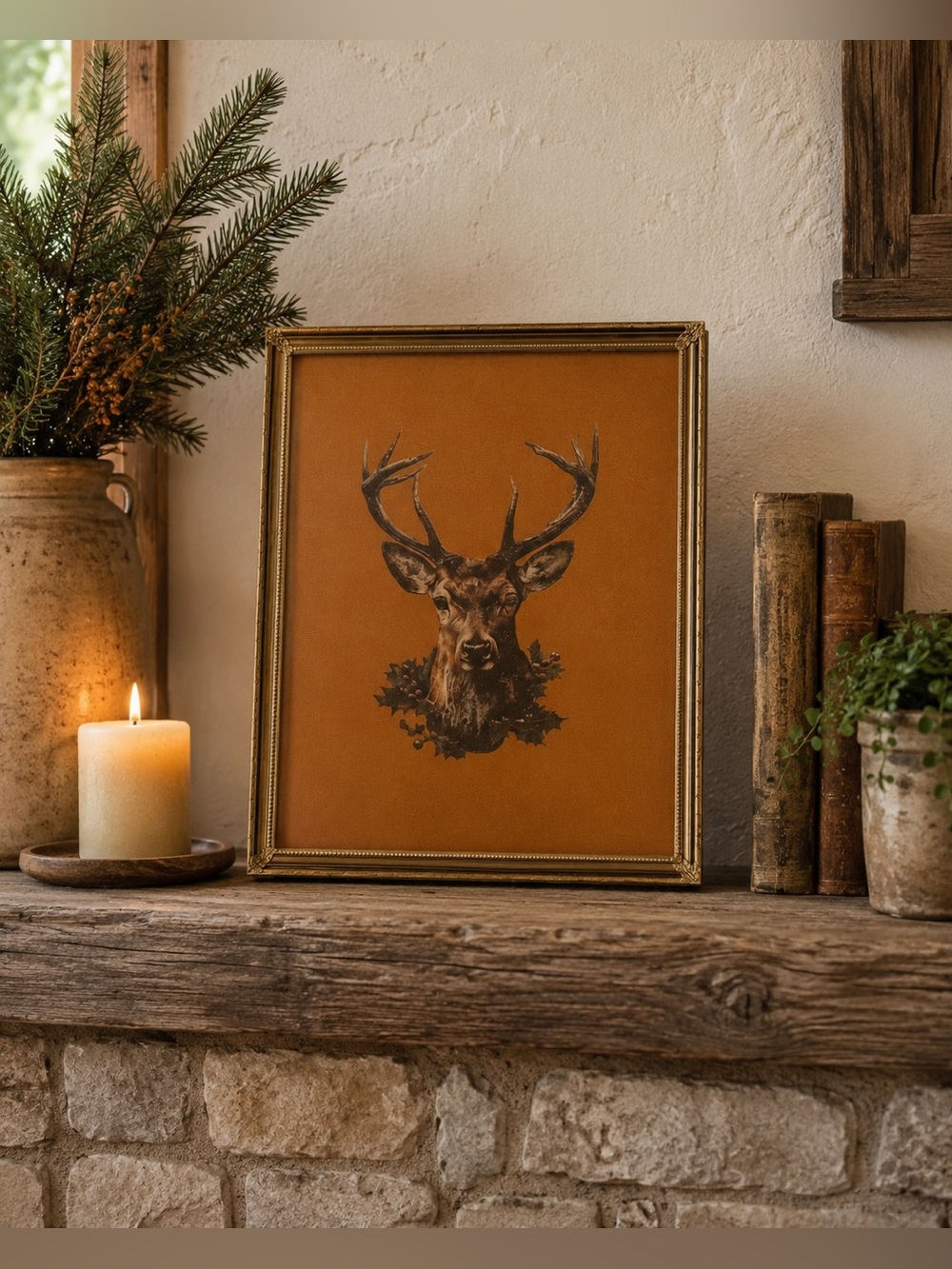 Holiday Framed Deer Art